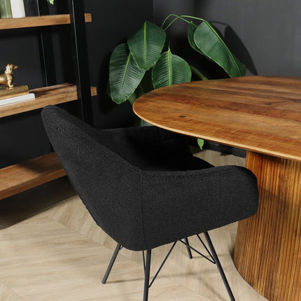 SET DEAL 6 stuks: Eetkamerstoel zwart teddy Lola