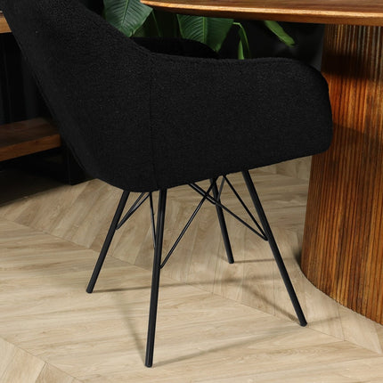 SET DEAL 6 stuks: Eetkamerstoel zwart teddy Lola