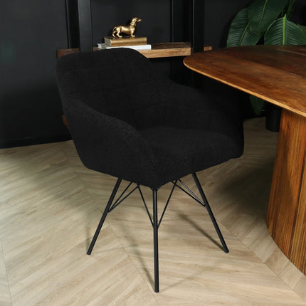 SET DEAL 6 stuks: Eetkamerstoel zwart teddy Lola