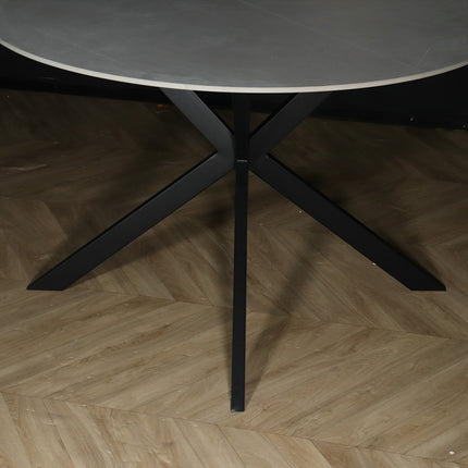 Eettafel marmerlook Jenna rond 120cm grijs steen