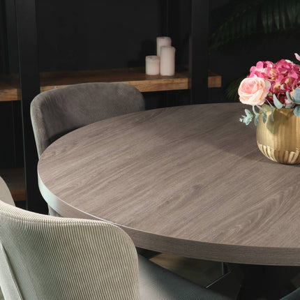 Eettafel Sanne rond 120cm grijs melamine