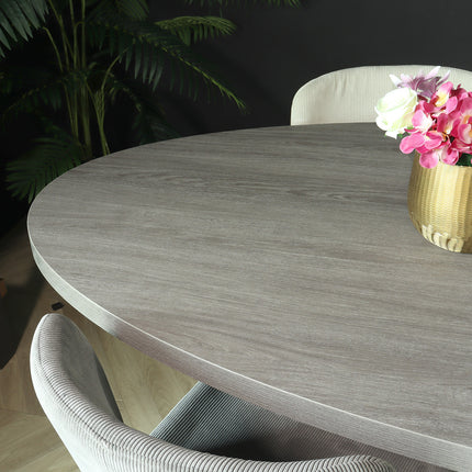 Eettafel Tommy ovaal 240cm grijs melamine