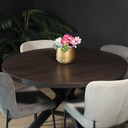 Eettafel Sanne rond 120cm donker walnoot melamine