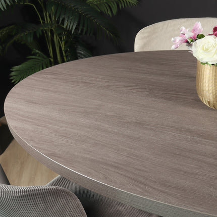 Eettafel Tommy ovaal 160cm grijs melamine