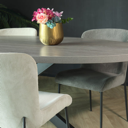 Eettafel Tommy ovaal 240cm grijs melamine