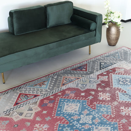 Vloerkleed grijs rood 200x350cm