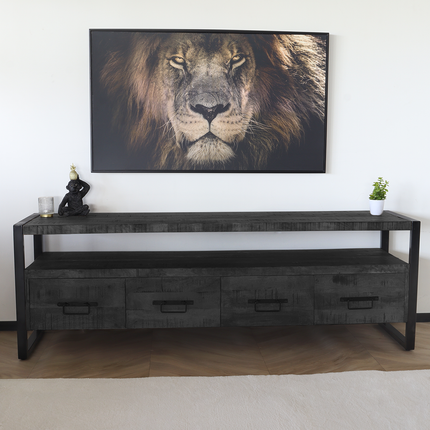Tv meubel zwart mangohout 180cm Ilse