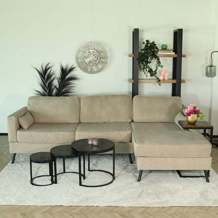 Hoekbank Lizza taupe velvet 270cm links en rechts