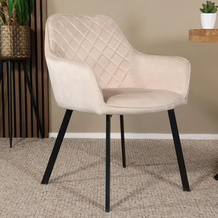 SET DEAL 6 stuks: Eetkamerstoel zand velvet Yurgan