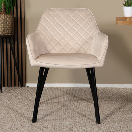 SET DEAL 4 stuks: Eetkamerstoel zand velvet Yurgan