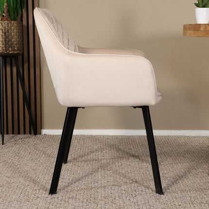 SET DEAL 6 stuks: Eetkamerstoel zand velvet Yurgan