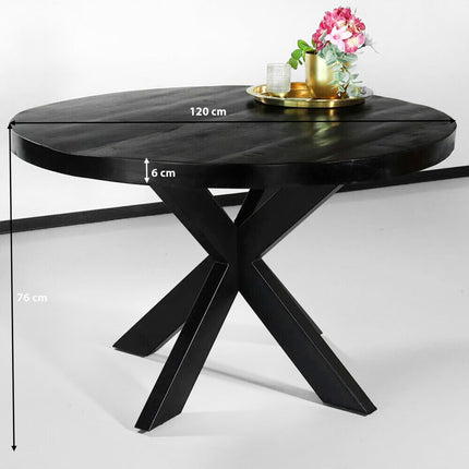 Eettafel Jones rond 120cm zwart mangohout