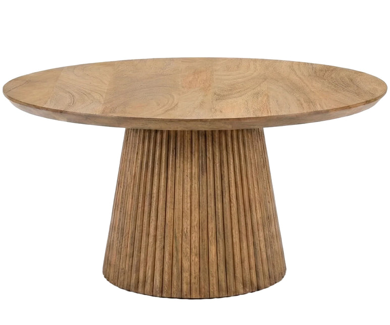 Salontafel Japandi rond lichtbruin mangohout 80cm Kimi