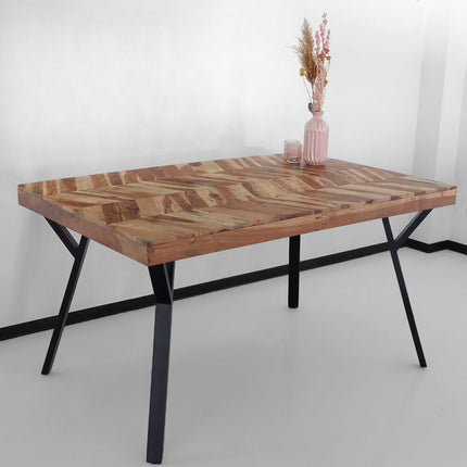 Eettafel Danae hongaarse punt 140cm bruin acaciahout