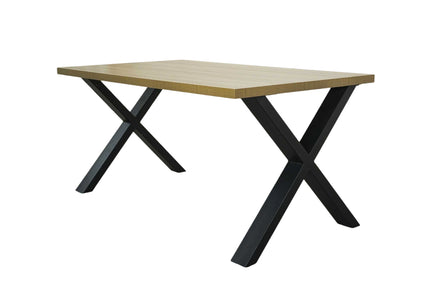 Eettafel melamine Reef lichtbruin 180cm met X-poot langwerpige tafel