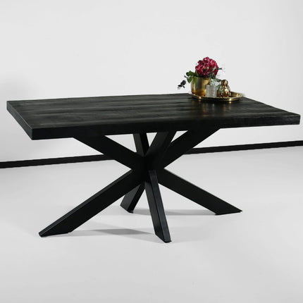 Tweedekans model: Eettafel langwerpig mangohout 160cm zwart John langwerpige tafel duurzaam mango eetkamertafel
