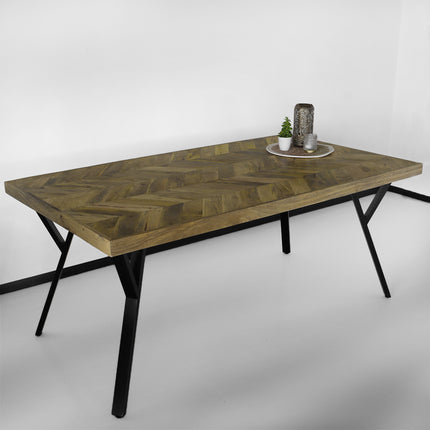 Eettafel Danae hongaarse punt 180cm bruin mangohout