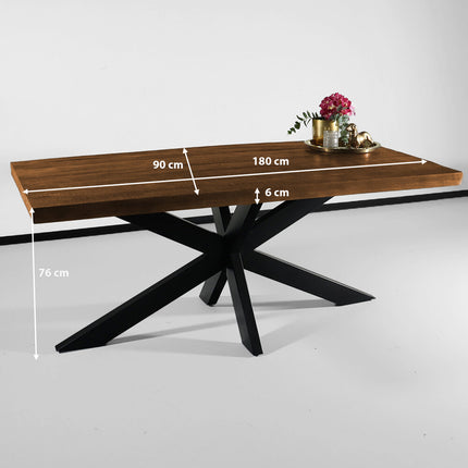 Eettafel John rechthoekig 180cm bruin mangohout