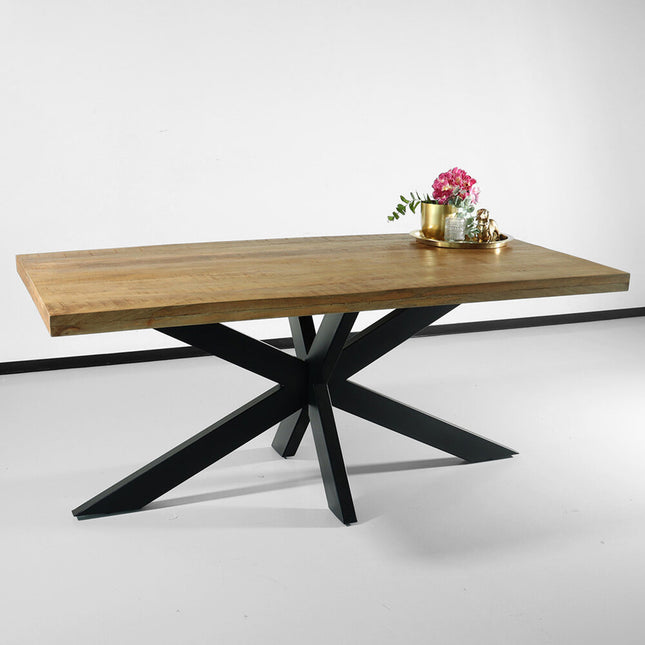 Eettafel langwerpig mangohout 180cm lichtbruin John langwerpige tafel duurzaam mango eetkamertafel