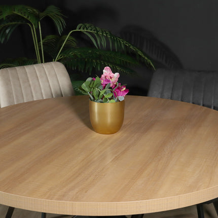 Eettafel rond melamine 120cm Sanne lichtbruin ronde tafel