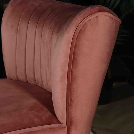 Fauteuil zitbank 1 persoons Rilaan velvet oud roze stoel