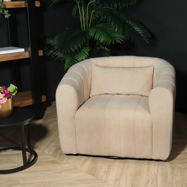 Fauteuil Billie velvet wit draaibare fauteuil