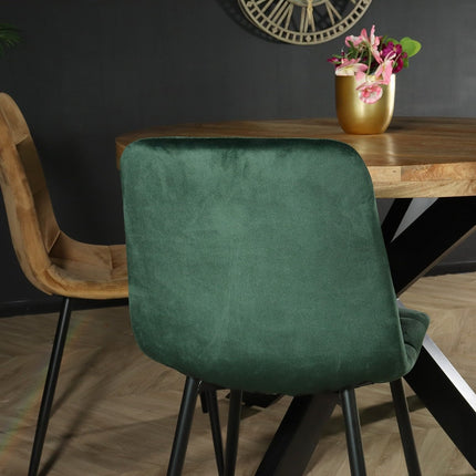 SET DEAL 6 stuks: Eetkamerstoel donkergroen velvet Catoo