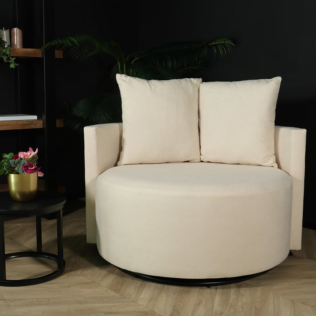 Fauteuil loveseat velvet creme draaibare fauteuil