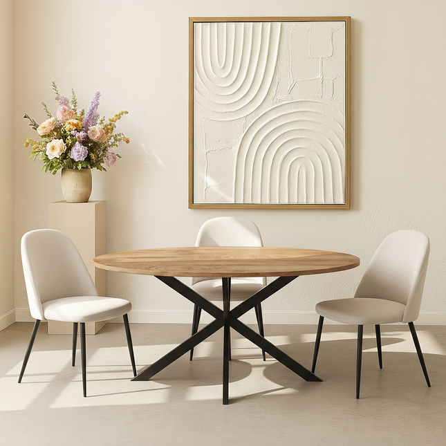 Eettafel Rato ovaal 160cm lichtbruin MDF