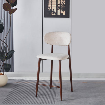 Barkruk Japandi beige Reika walnoot