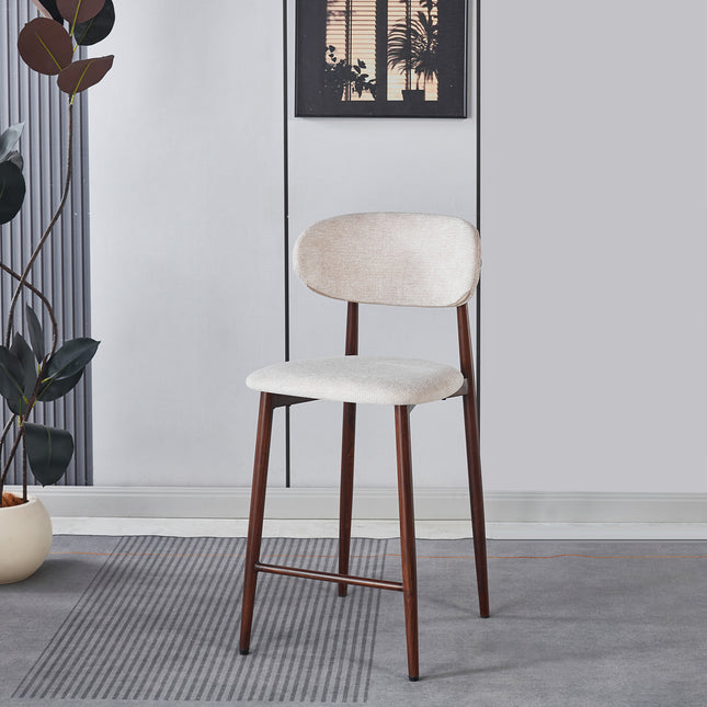 Barkruk Japandi beige Reika walnoot