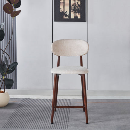 Barkruk Japandi beige Reika walnoot