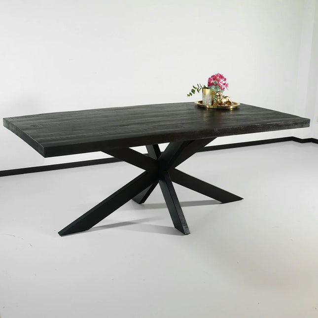 Eettafel langwerpig mangohout 200cm zwart John langwerpige tafel duurzaam mango eetkamertafel