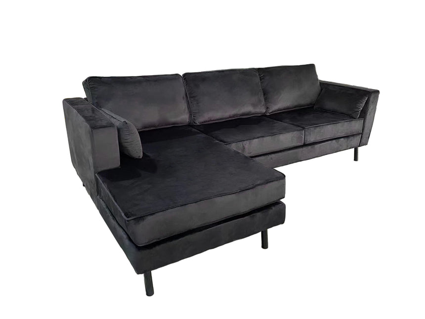 Hoekbank Hilde 270cm velvet zwart links