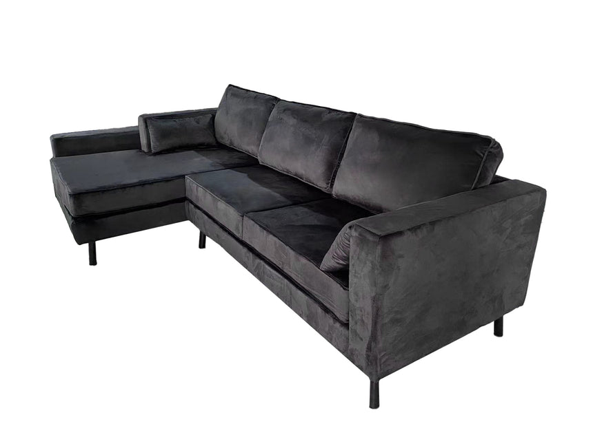 Hoekbank Hilde 270cm velvet zwart links