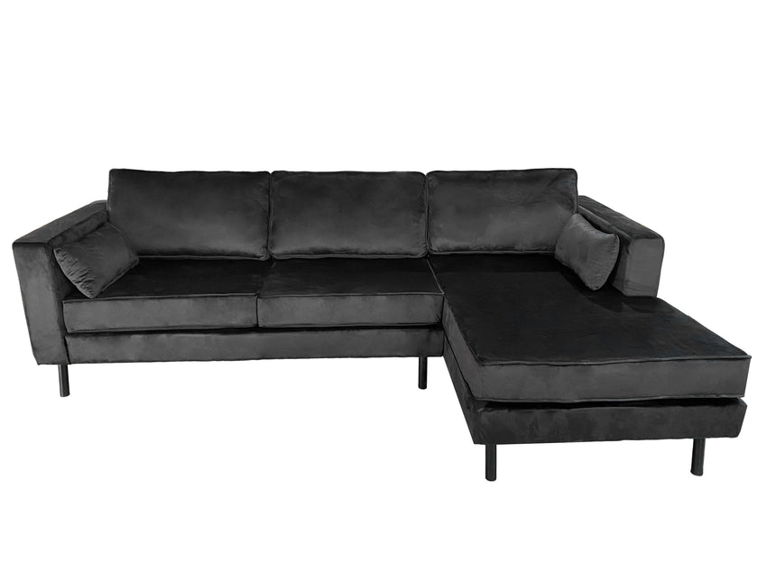 Hoekbank Hilde 270cm velvet zwart rechts