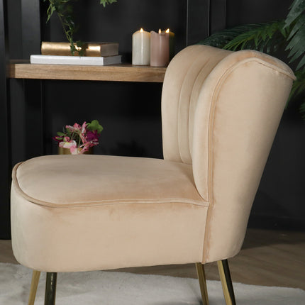 Fauteuil zitbank 1 persoons Rilaan velvet zand stoel