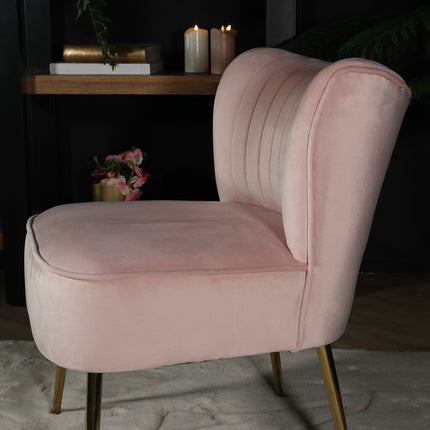 Fauteuil zitbank 1 persoons Rilaan velvet roze stoel