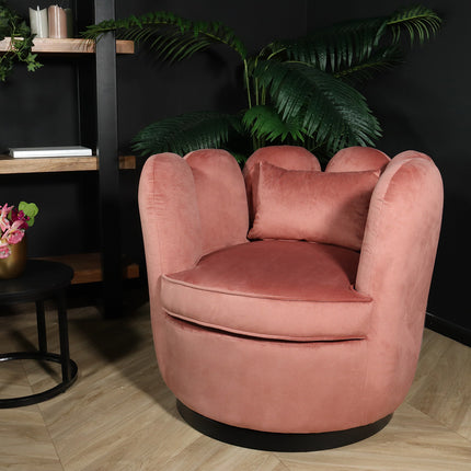 Fauteuil Daphne velvet oud roze draaibare fauteuil