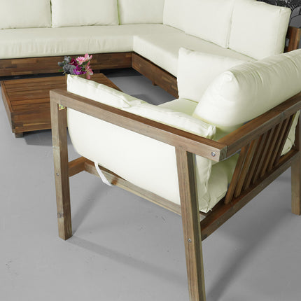 Loungeset Donna met loungetafel en loungestoel acaciahout hoekloungeset loungebank