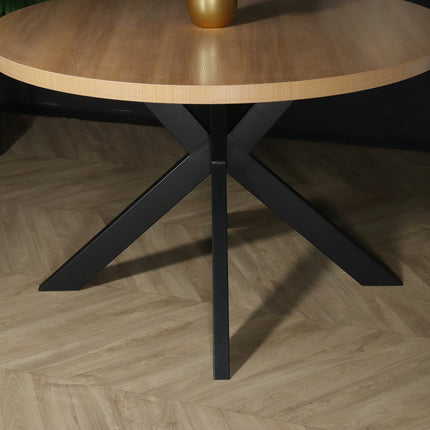 Eettafel rond melamine 120cm Sanne lichtbruin ronde tafel