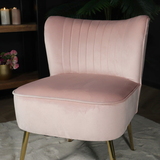 Fauteuil zitbank 1 persoons Rilaan velvet roze stoel