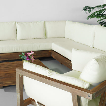 Loungeset Donna met loungetafel en loungestoel acaciahout hoekloungeset loungebank