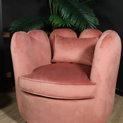 Fauteuil Daphne velvet oud roze draaibare fauteuil