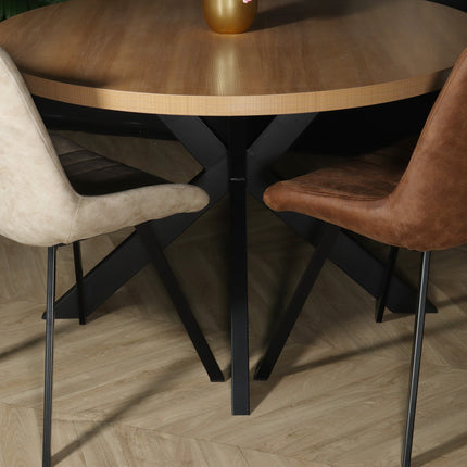 Eettafel rond melamine 120cm Sanne lichtbruin ronde tafel