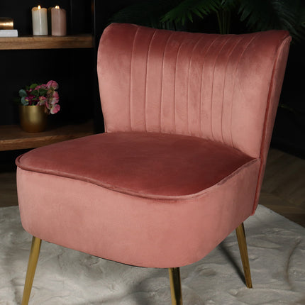 Fauteuil zitbank 1 persoons Rilaan velvet oud roze stoel