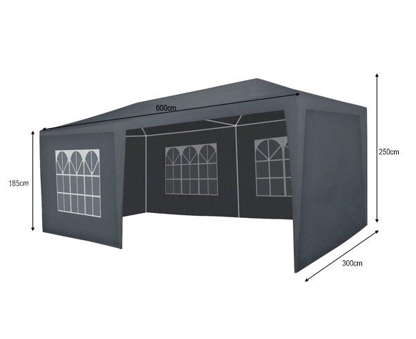 Partytent donkergrijs 3x6m budget