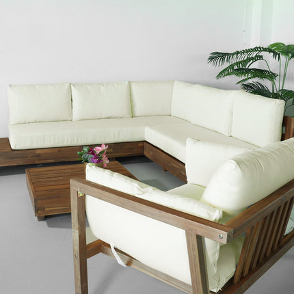 Loungeset Donna met loungetafel en loungestoel acaciahout hoekloungeset loungebank