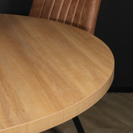 Eettafel rond melamine 120cm Sanne lichtbruin ronde tafel