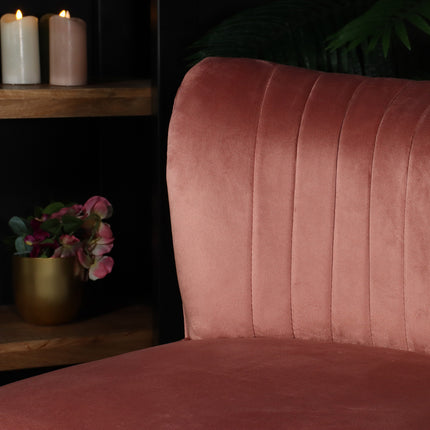 Fauteuil zitbank 1 persoons Rilaan velvet oud roze stoel